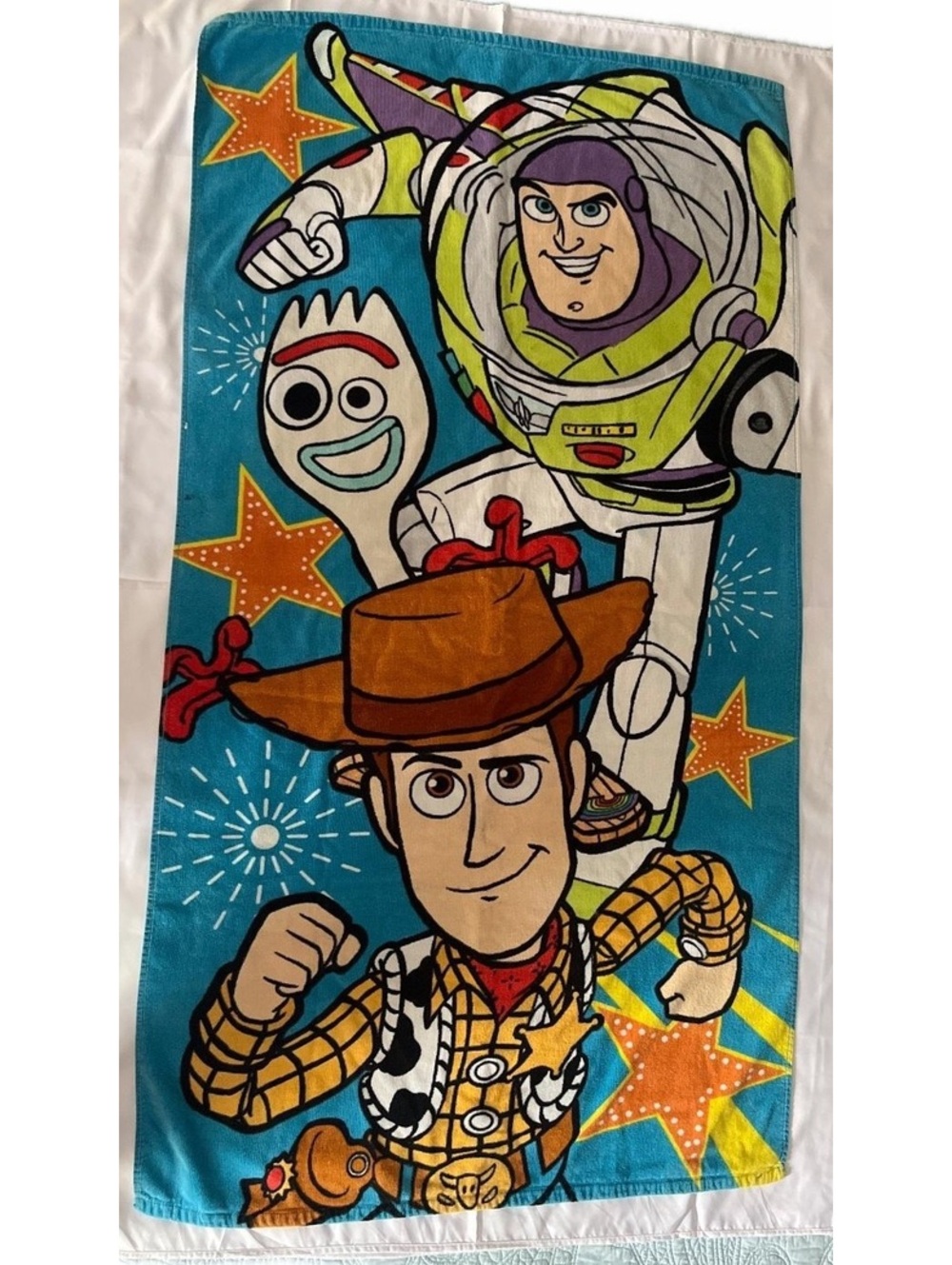 Toy Story Towel Disney Store License Woody Buzz Forky Beach Bath 29x59 Pixar